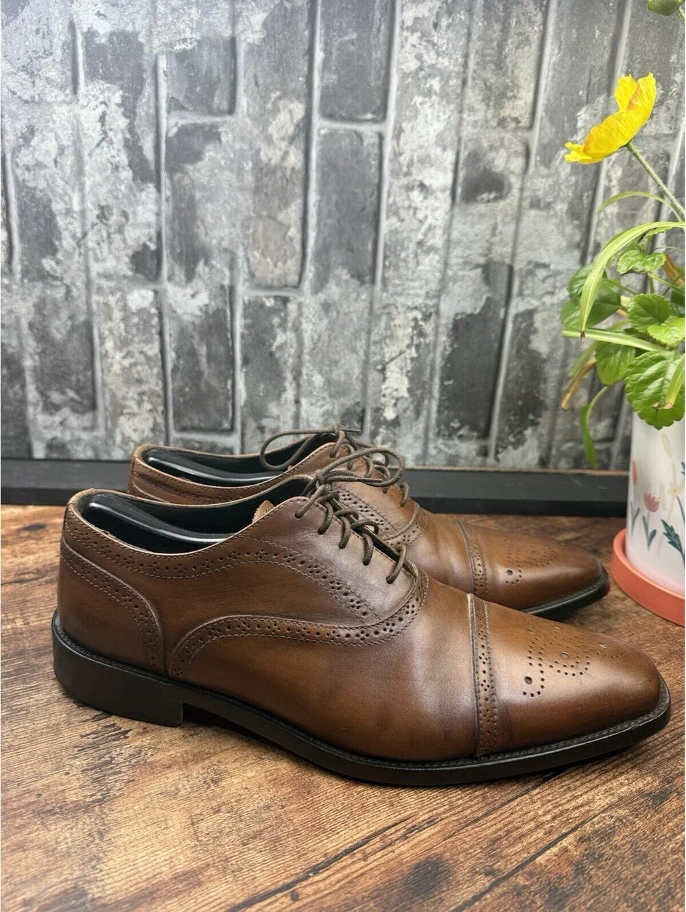 Vittorio Russo Men’s Brown Leather Oxford Dress Shoes Brogue US 10